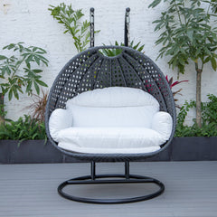 Fino Double Seater Hanging Swing With Stand For Balcony , Garden Swing (Dark Grey)