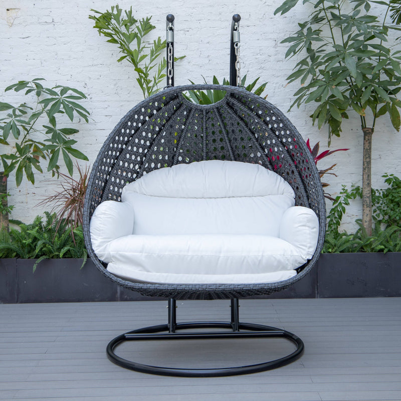 Fino Double Seater Hanging Swing With Stand For Balcony , Garden Swing (Dark Grey)