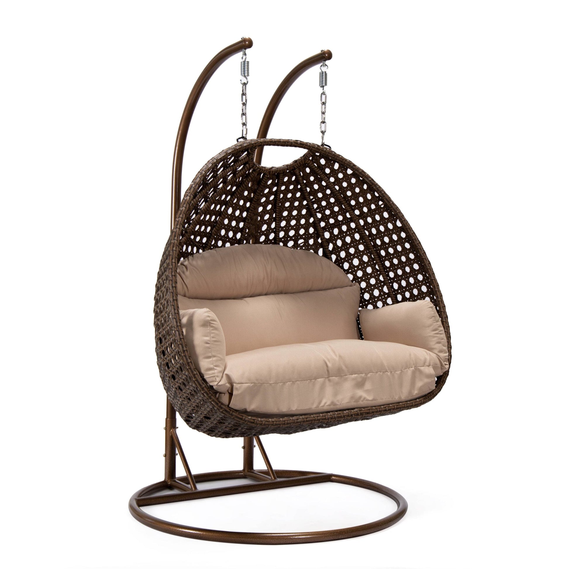 Longo Double Seater Hanging Swing With Stand For Balcony , Garden Swing (Brown)