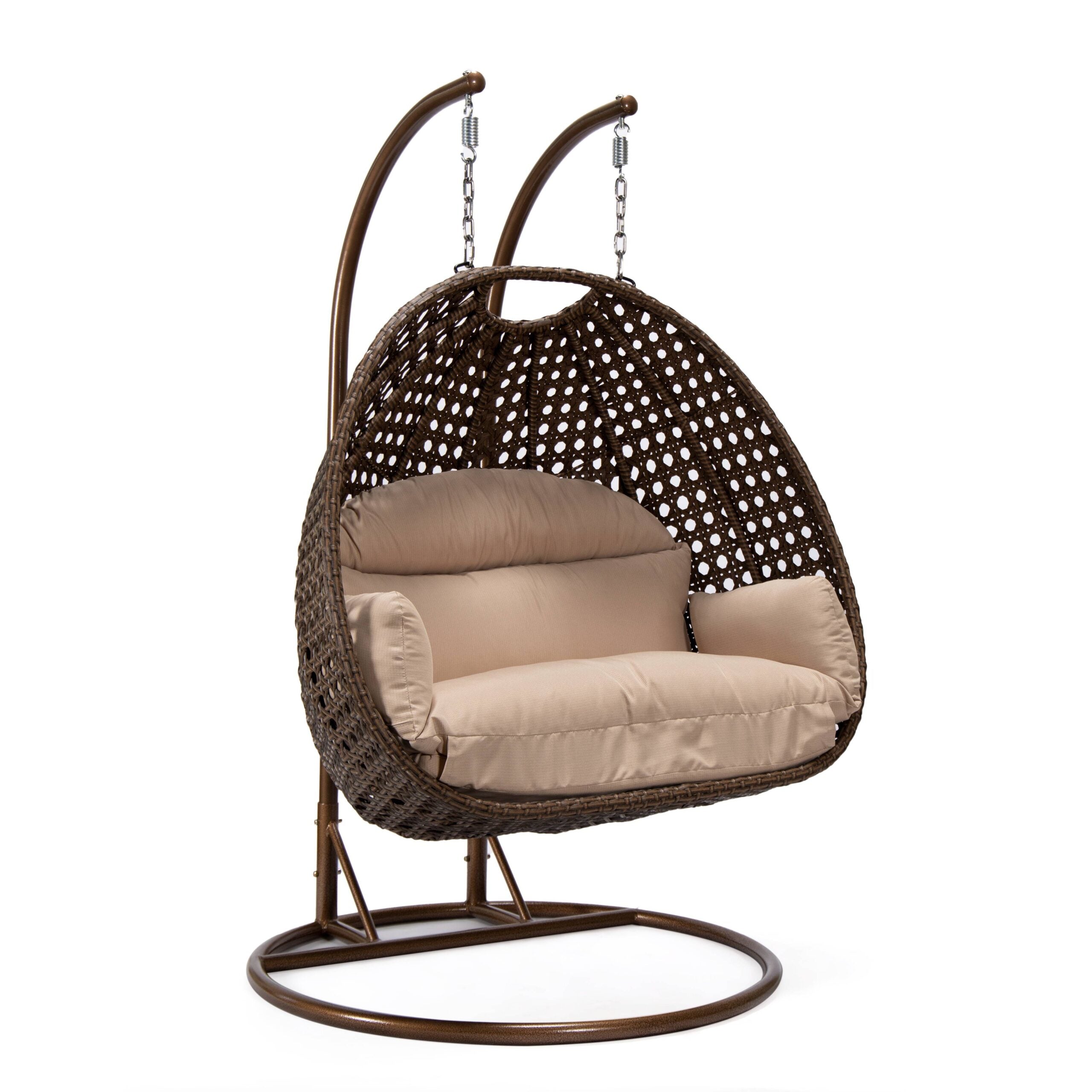 Longo Double Seater Hanging Swing With Stand For Balcony , Garden Swing (Brown)