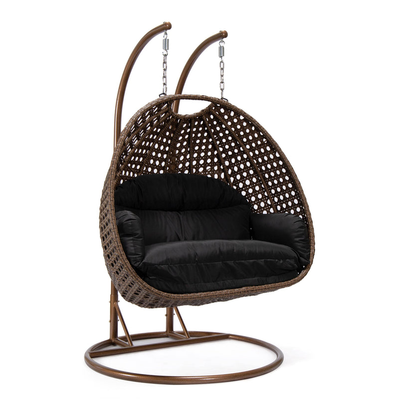 Longo Double Seater Hanging Swing With Stand For Balcony , Garden Swing (Brown)