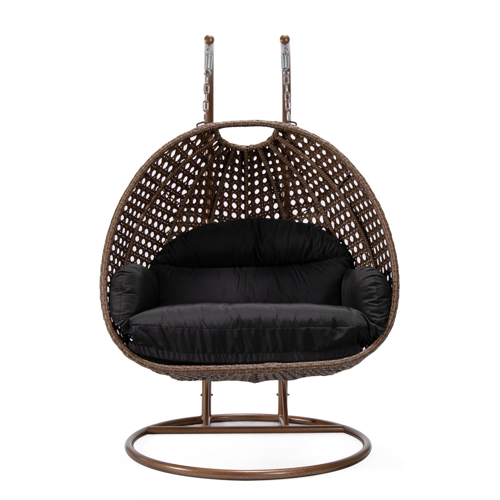 Longo Double Seater Hanging Swing With Stand For Balcony , Garden Swing (Brown)