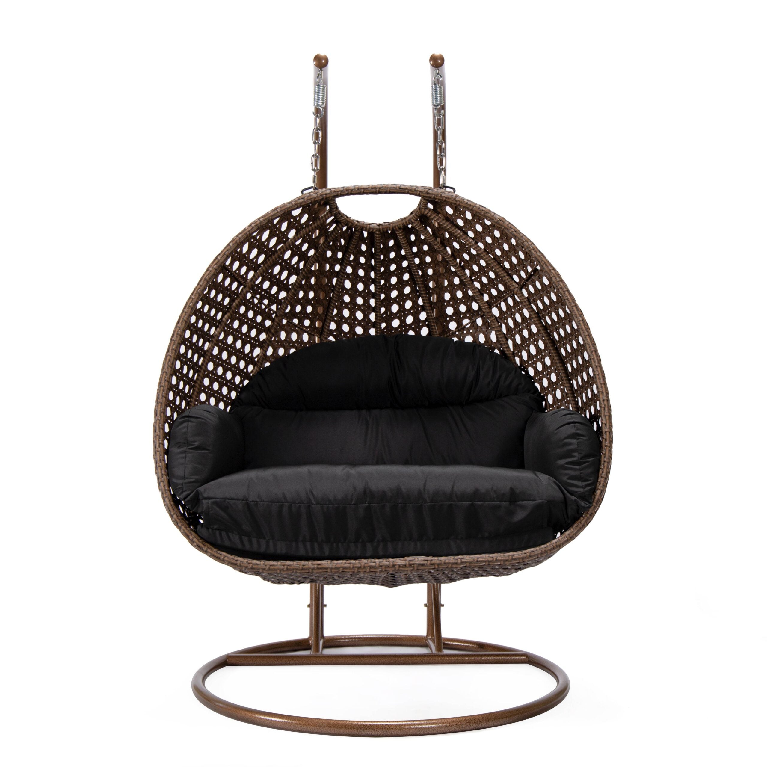 Longo Double Seater Hanging Swing With Stand For Balcony , Garden Swing (Brown)