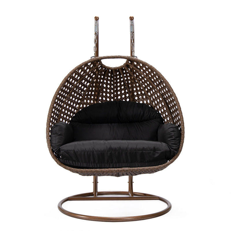 Longo Double Seater Hanging Swing With Stand For Balcony , Garden Swing (Brown)