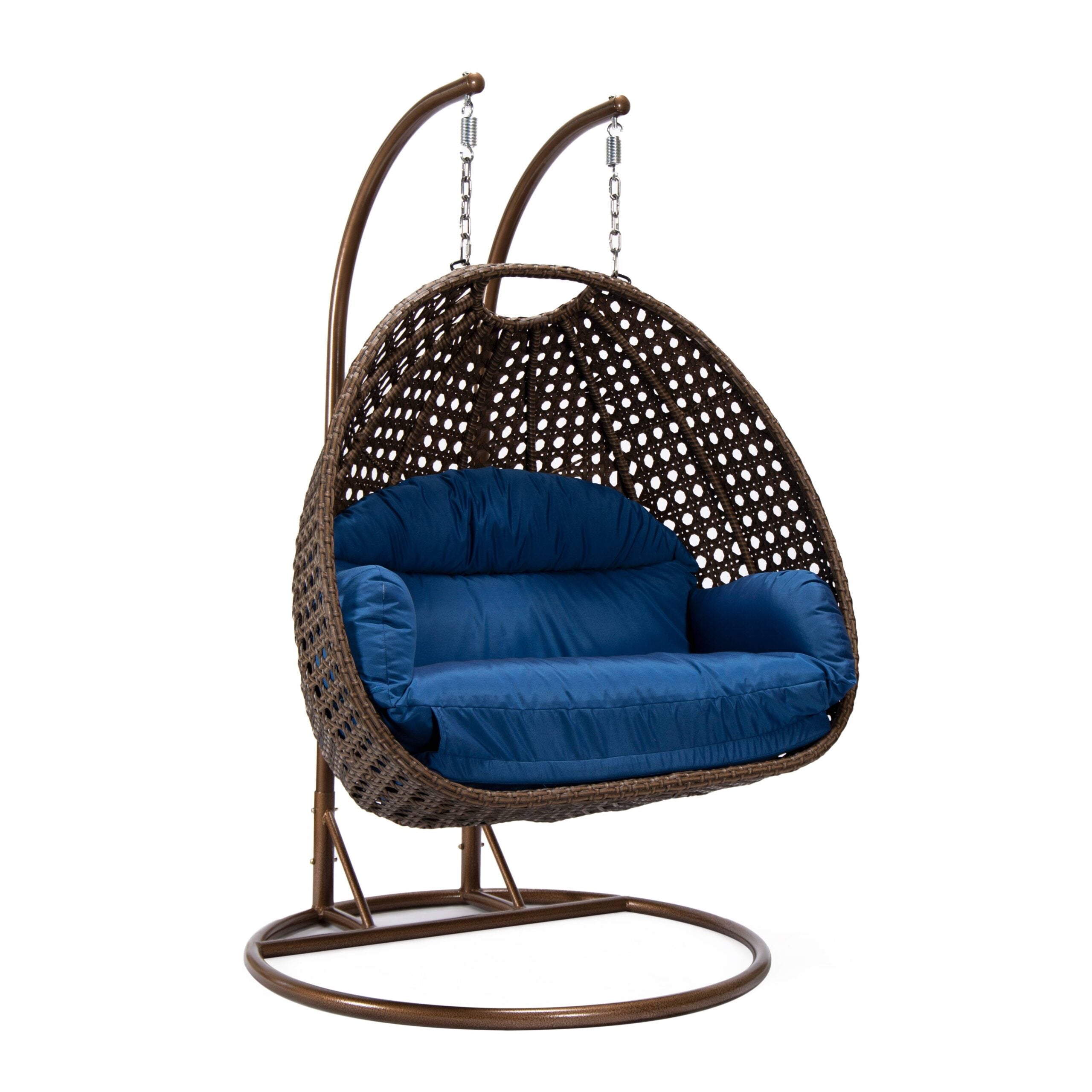 Longo Double Seater Hanging Swing With Stand For Balcony , Garden Swing (Brown)