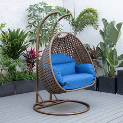 Longo Double Seater Hanging Swing With Stand For Balcony , Garden Swing (Brown)