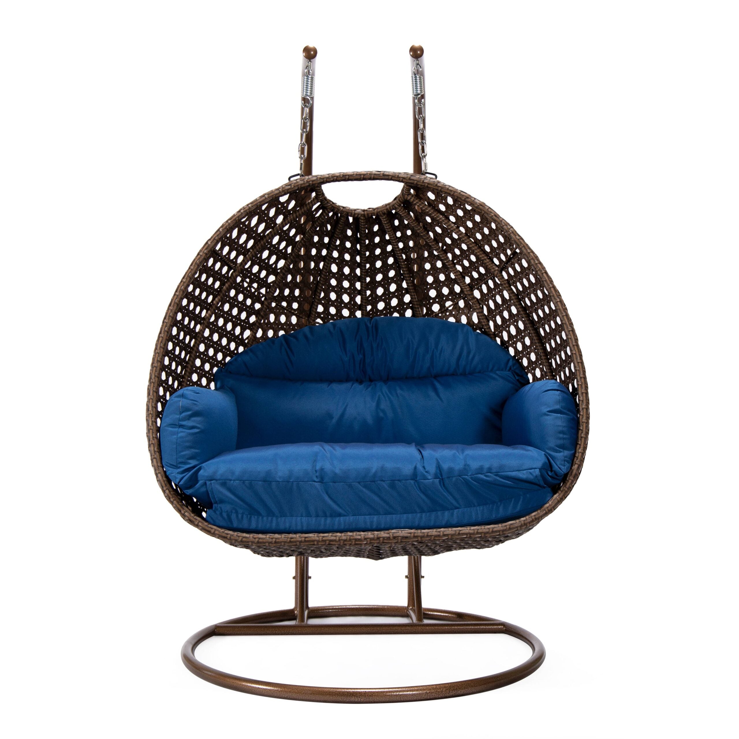 Longo Double Seater Hanging Swing With Stand For Balcony , Garden Swing (Brown)
