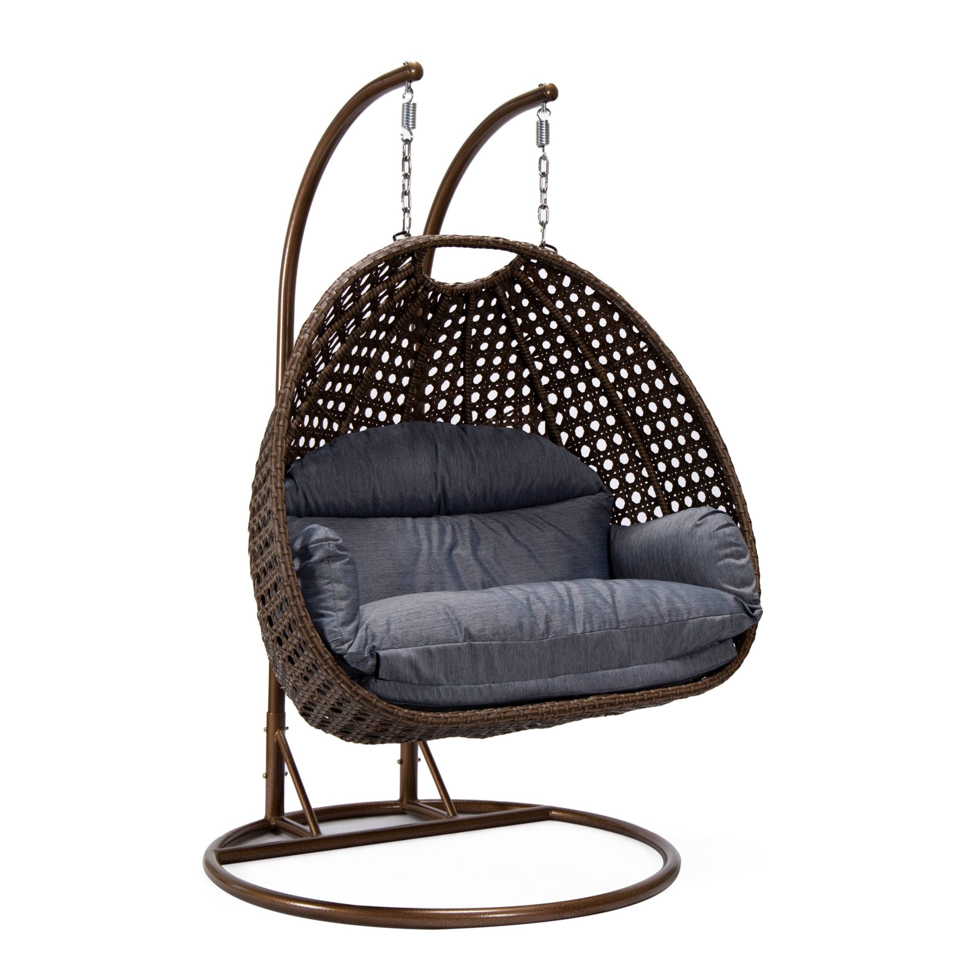 Longo Double Seater Hanging Swing With Stand For Balcony , Garden Swing (Brown)