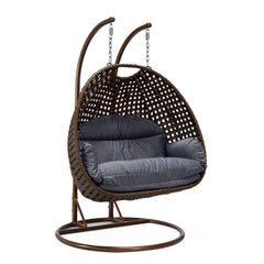 Longo Double Seater Hanging Swing With Stand For Balcony , Garden Swing (Brown)