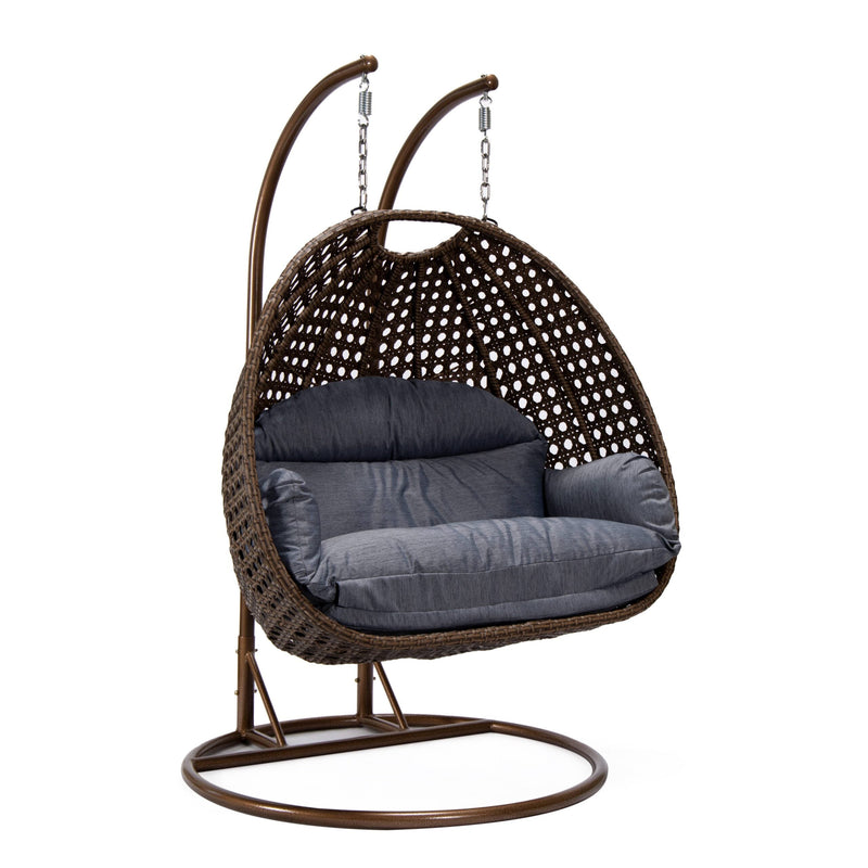 Longo Double Seater Hanging Swing With Stand For Balcony , Garden Swing (Brown)
