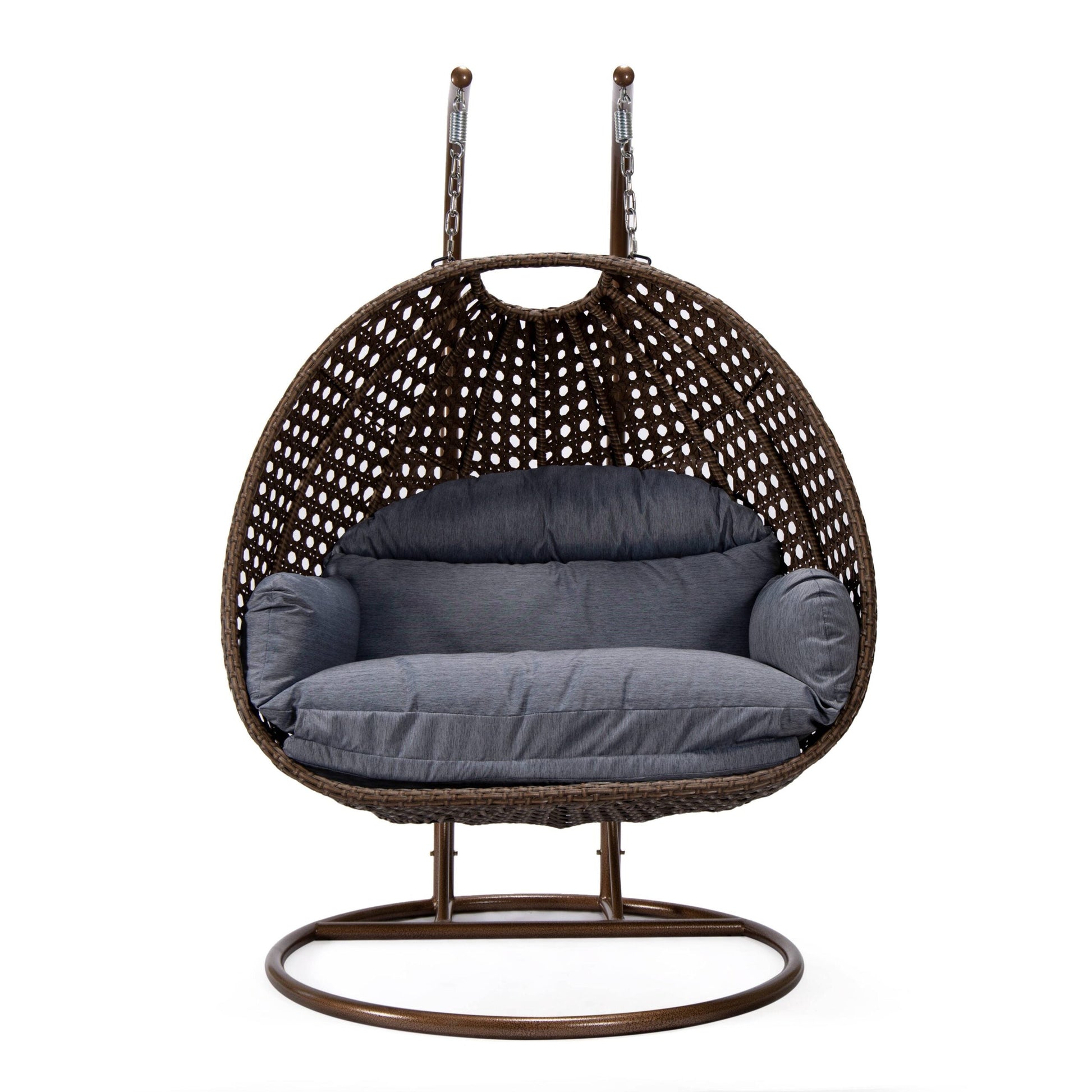 Longo Double Seater Hanging Swing With Stand For Balcony , Garden Swing (Brown)