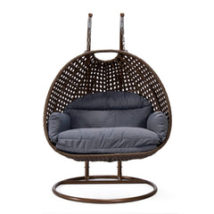 Longo Double Seater Hanging Swing With Stand For Balcony , Garden Swing (Brown)