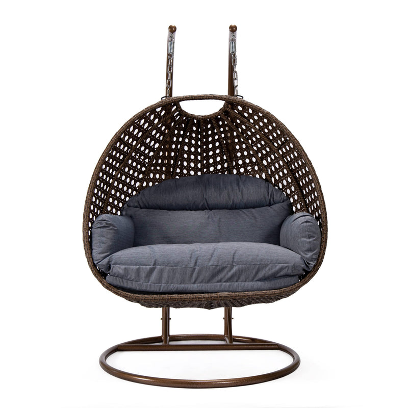 Longo Double Seater Hanging Swing With Stand For Balcony , Garden Swing (Brown)