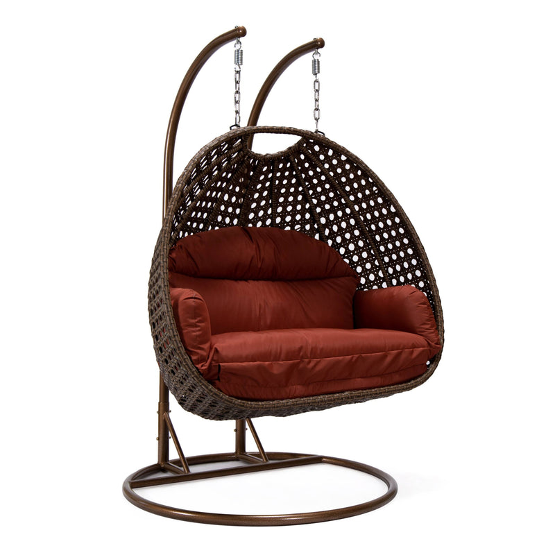 Longo Double Seater Hanging Swing With Stand For Balcony , Garden Swing (Brown)