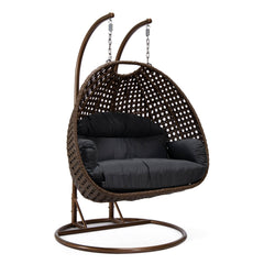 Longo Double Seater Hanging Swing With Stand For Balcony , Garden Swing (Brown)