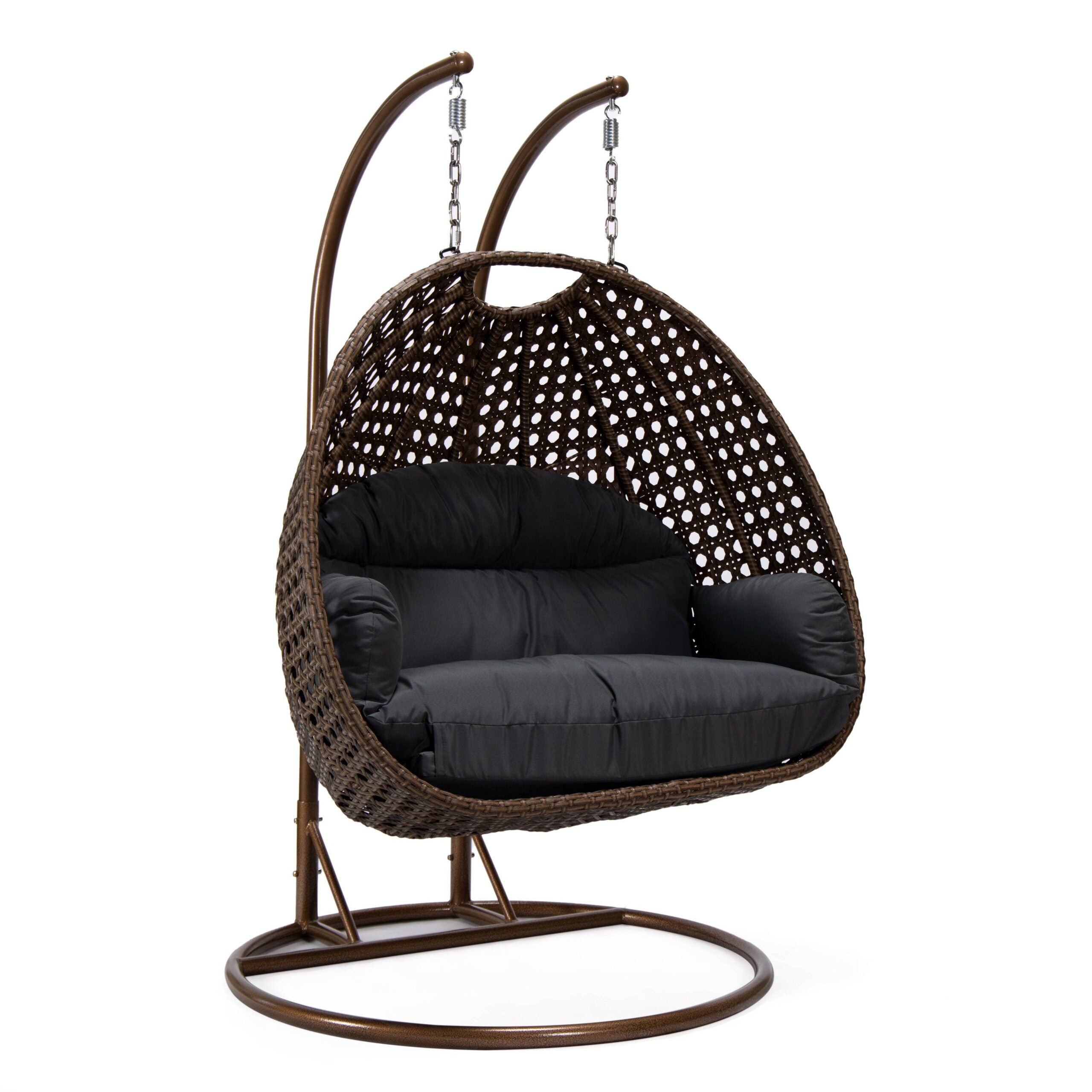 Longo Double Seater Hanging Swing With Stand For Balcony , Garden Swing (Brown)