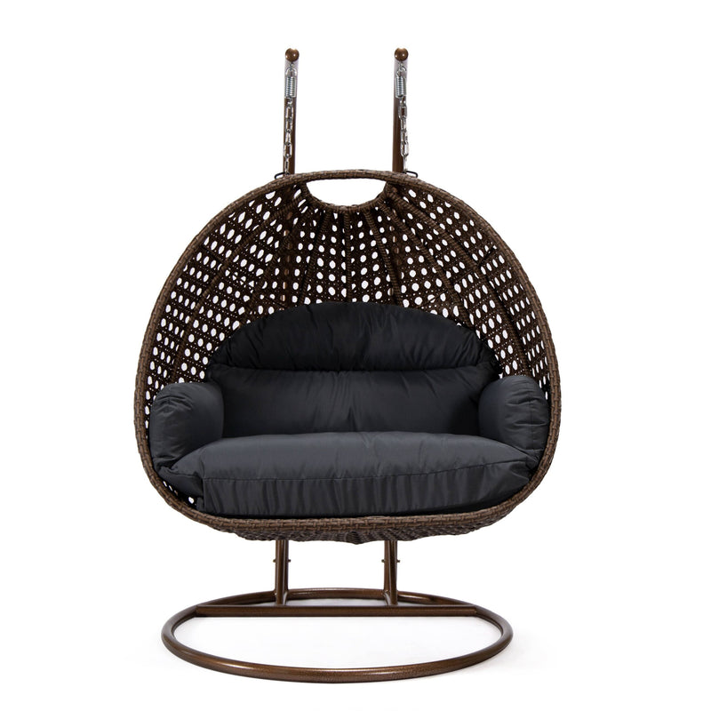 Longo Double Seater Hanging Swing With Stand For Balcony , Garden Swing (Brown)
