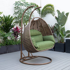 Longo Double Seater Hanging Swing With Stand For Balcony , Garden Swing (Brown)