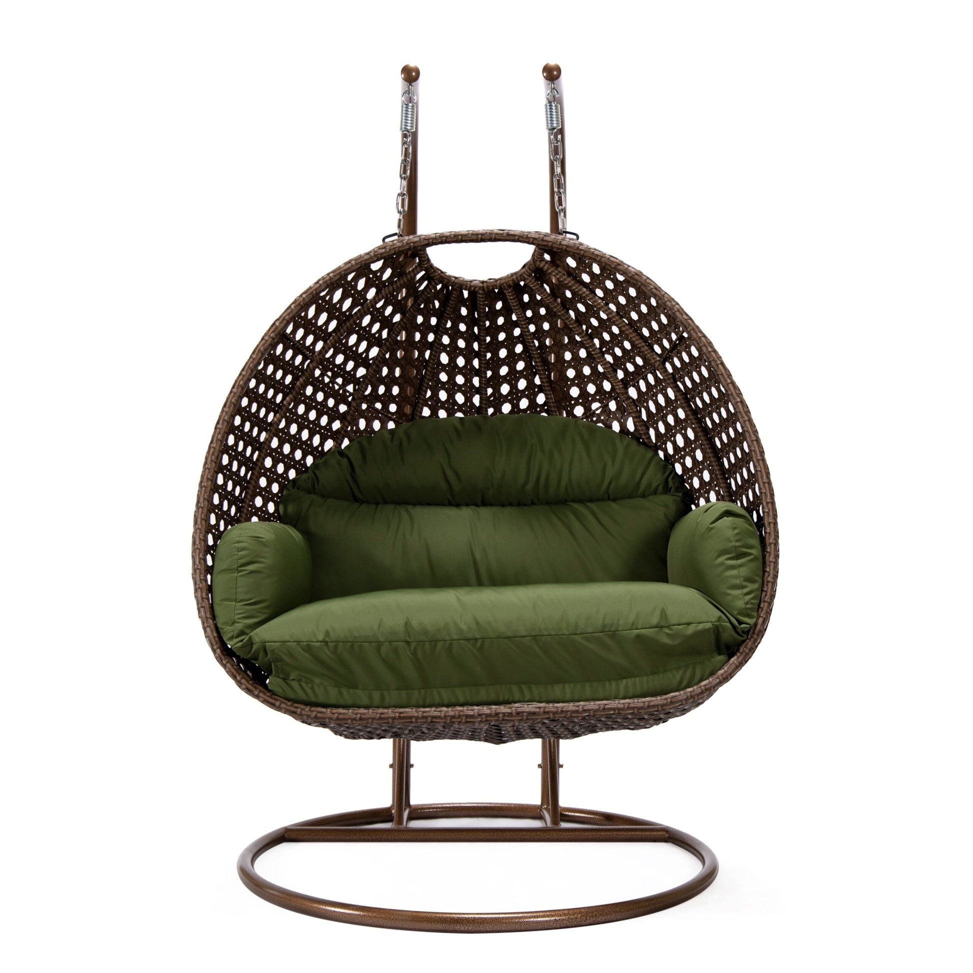Longo Double Seater Hanging Swing With Stand For Balcony , Garden Swing (Brown)