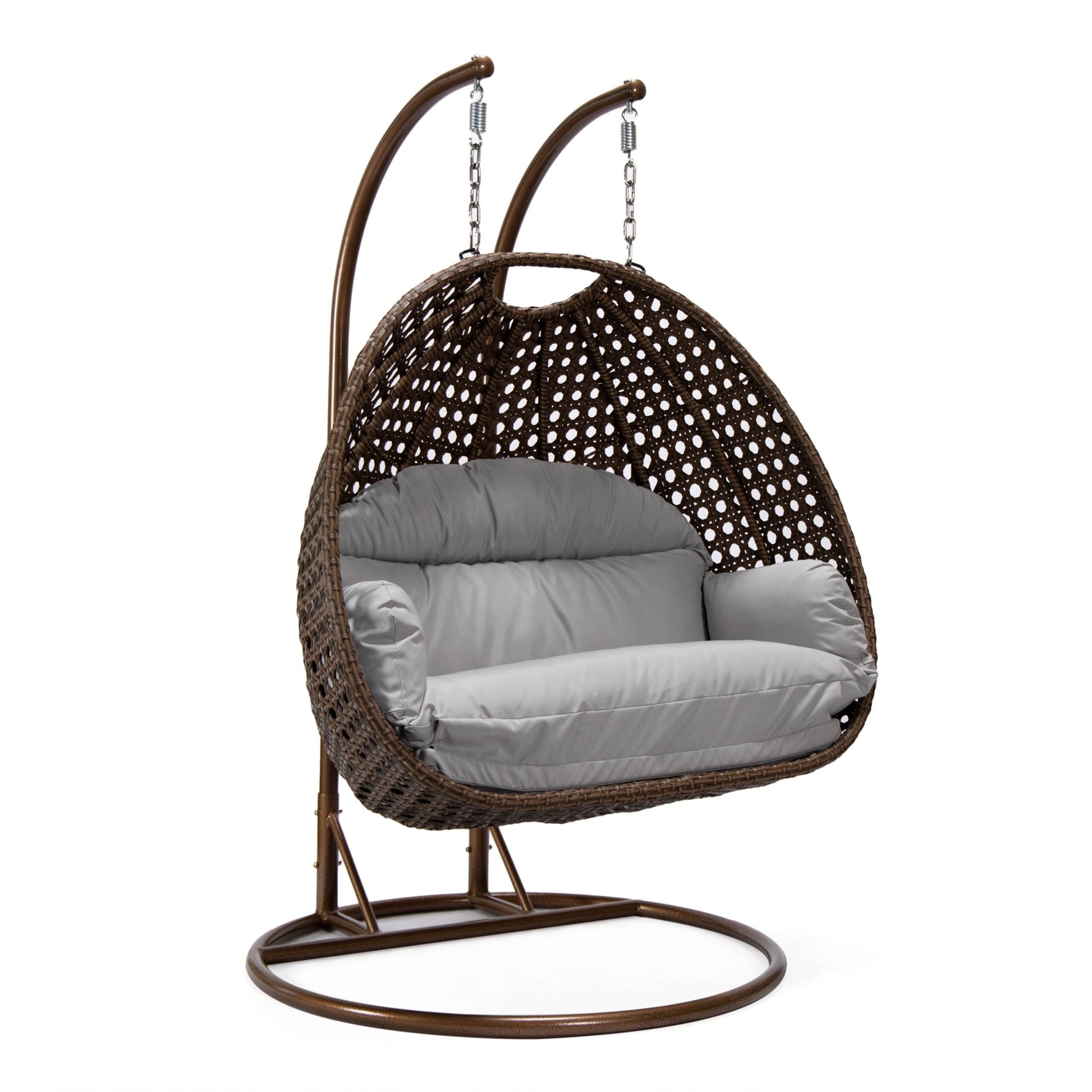 Longo Double Seater Hanging Swing With Stand For Balcony , Garden Swing (Brown)