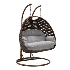 Longo Double Seater Hanging Swing With Stand For Balcony , Garden Swing (Brown)