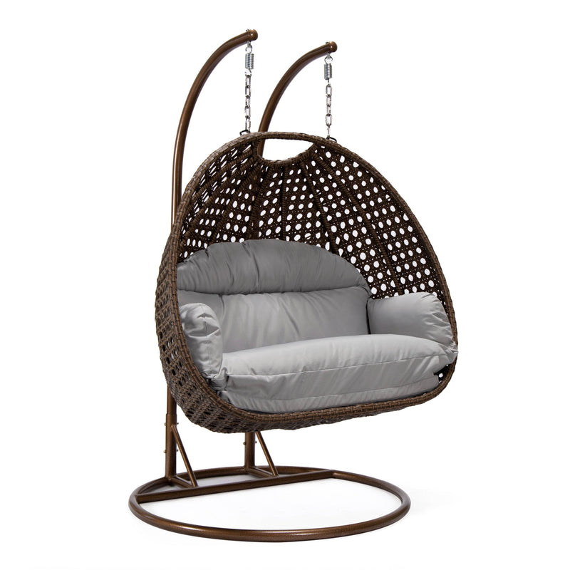 Longo Double Seater Hanging Swing With Stand For Balcony , Garden Swing (Brown)