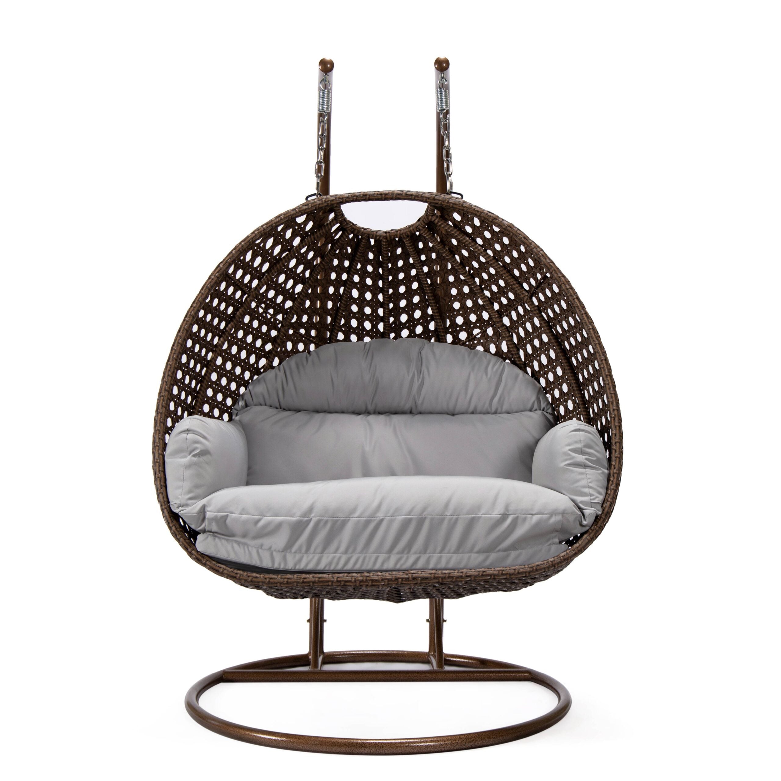 Longo Double Seater Hanging Swing With Stand For Balcony , Garden Swing (Brown)
