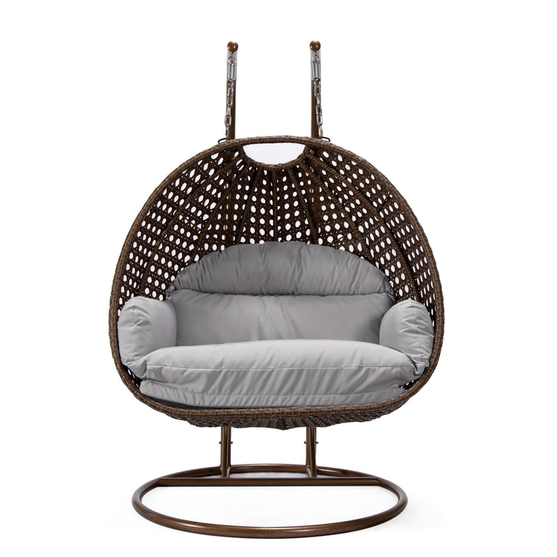 Longo Double Seater Hanging Swing With Stand For Balcony , Garden Swing (Brown)
