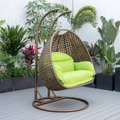 Longo Double Seater Hanging Swing With Stand For Balcony , Garden Swing (Brown)