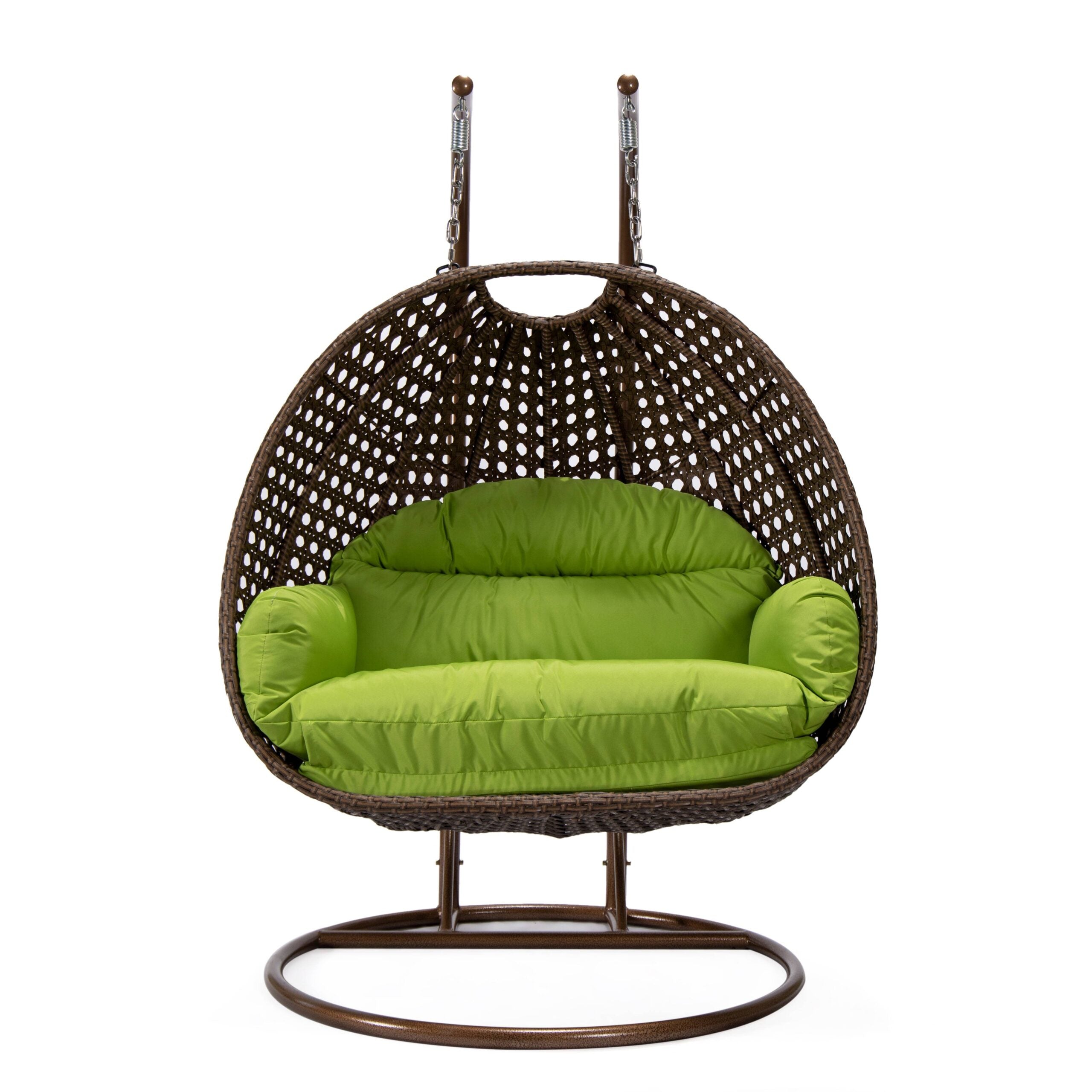 Longo Double Seater Hanging Swing With Stand For Balcony , Garden Swing (Brown)