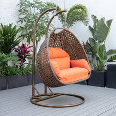 Longo Double Seater Hanging Swing With Stand For Balcony , Garden Swing (Brown)