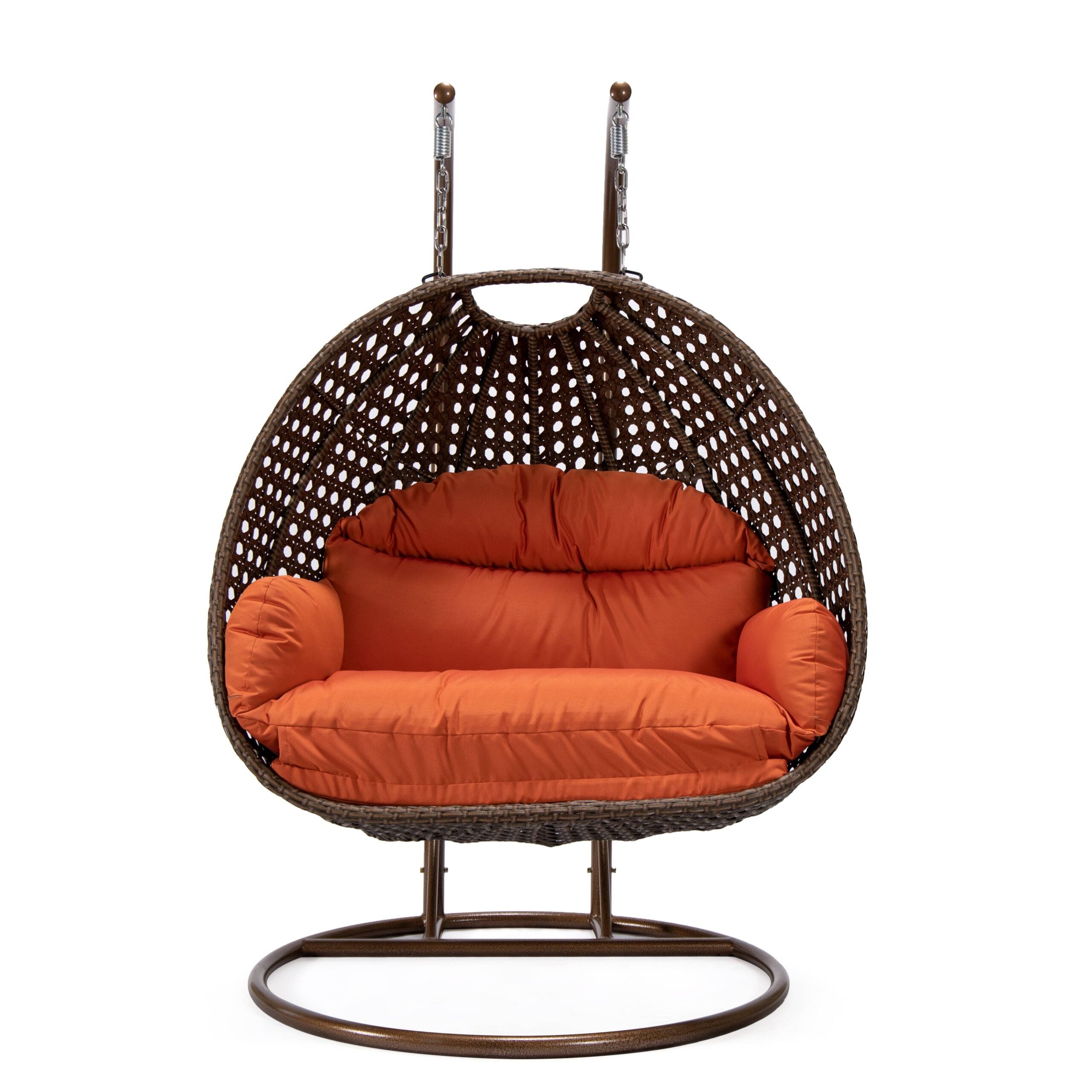 Longo Double Seater Hanging Swing With Stand For Balcony , Garden Swing (Brown)