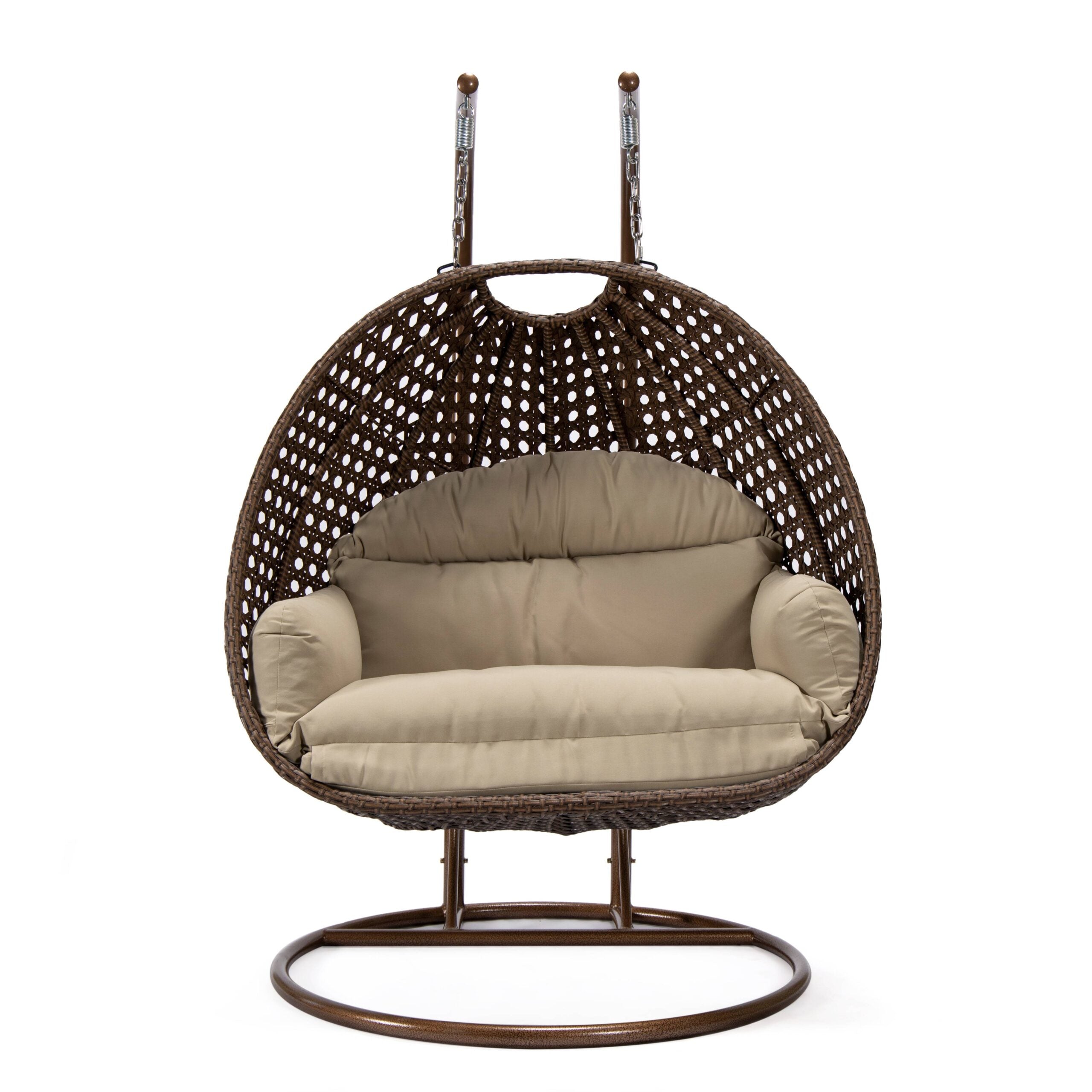 Longo Double Seater Hanging Swing With Stand For Balcony , Garden Swing (Brown)