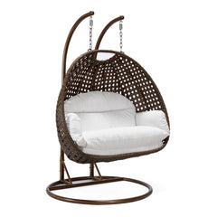 Longo Double Seater Hanging Swing With Stand For Balcony , Garden Swing (Brown)