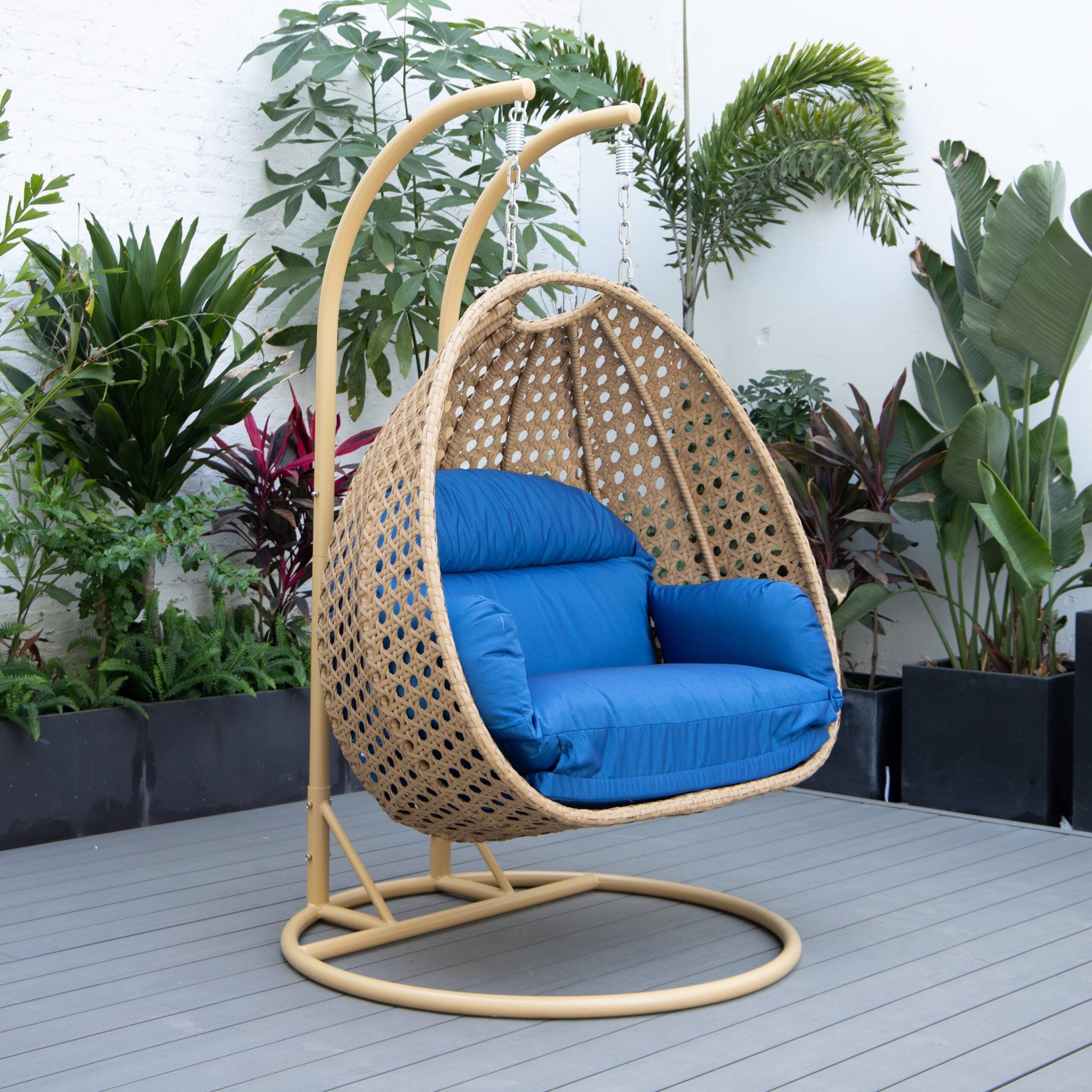 Scutari Double Seater Hanging Swing With Stand For Balcony , Garden Swing (Honey)