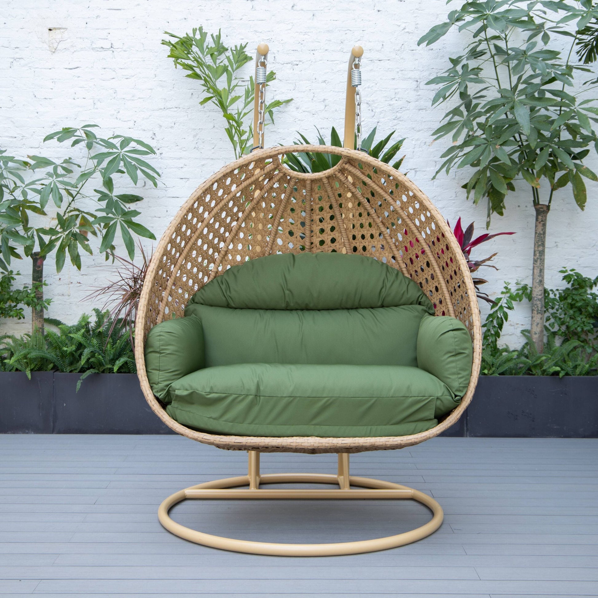 Scutari Double Seater Hanging Swing With Stand For Balcony , Garden Swing (Honey)