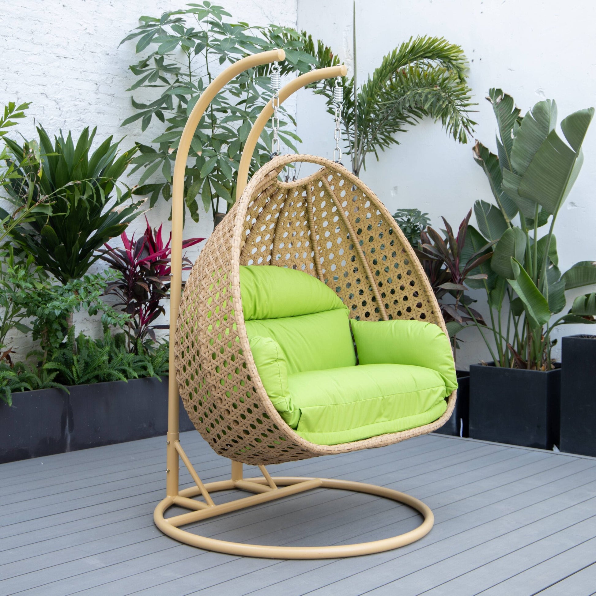 Scutari Double Seater Hanging Swing With Stand For Balcony , Garden Swing (Honey)