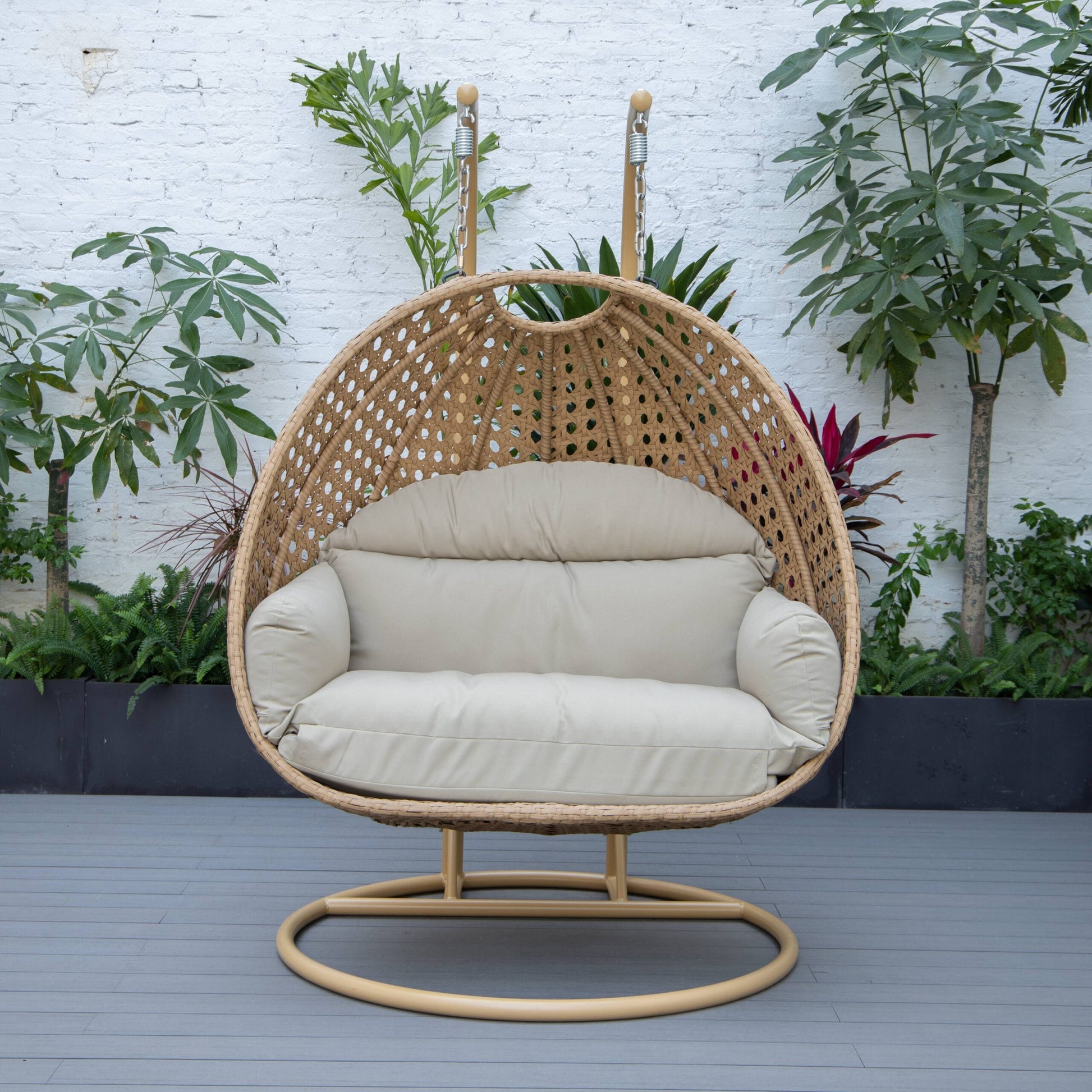 Scutari Double Seater Hanging Swing With Stand For Balcony , Garden Swing (Honey)