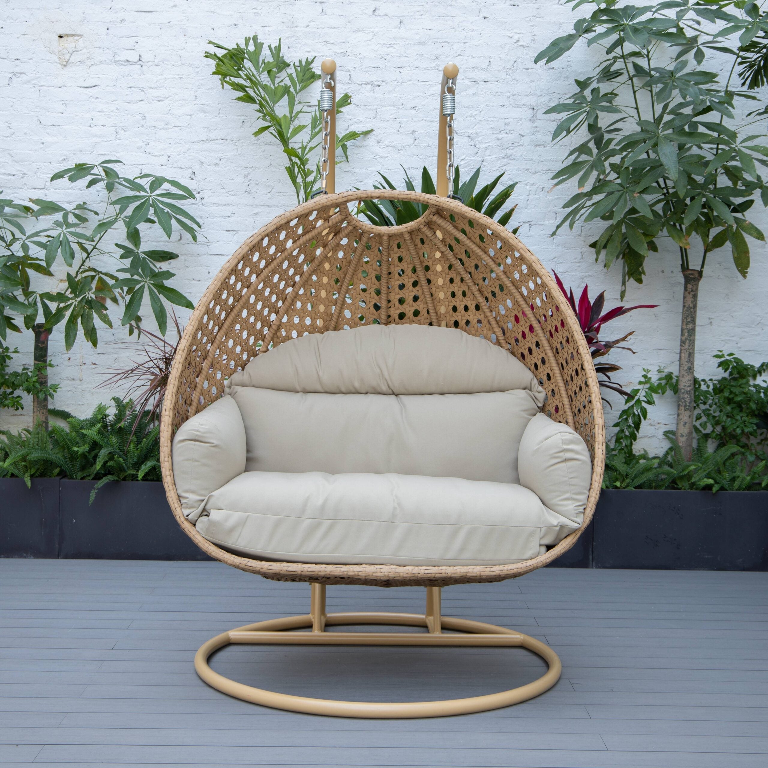 Scutari Double Seater Hanging Swing With Stand For Balcony , Garden Swing (Honey)