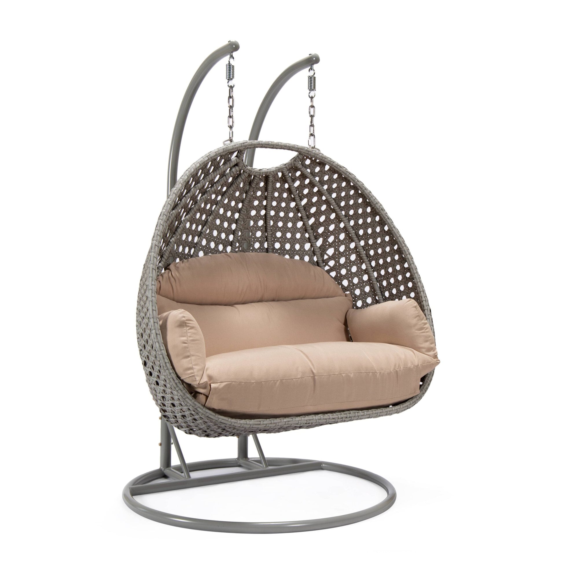 Dario Double Seater Hanging Swing With Stand For Balcony , Garden Swing (Silver)