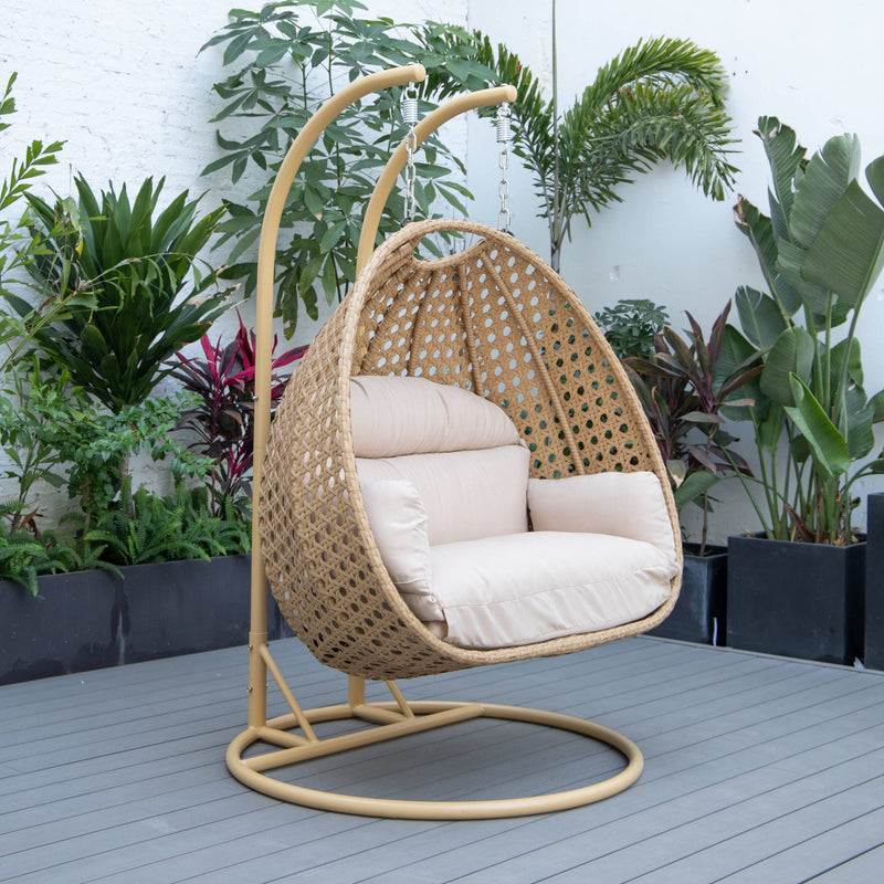 Scutari Double Seater Hanging Swing With Stand For Balcony , Garden Swing (Honey)
