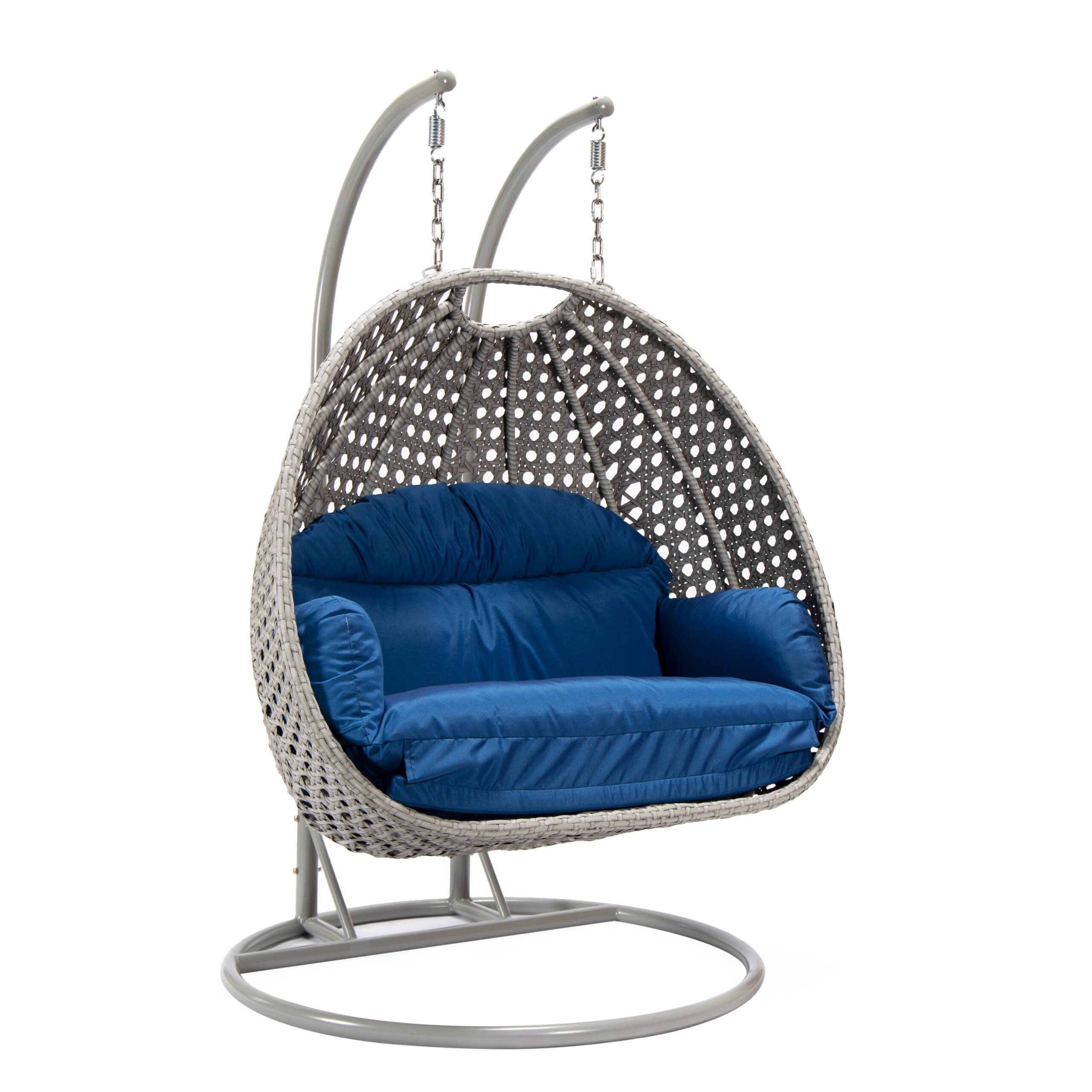 Dario Double Seater Hanging Swing With Stand For Balcony , Garden Swing (Silver)