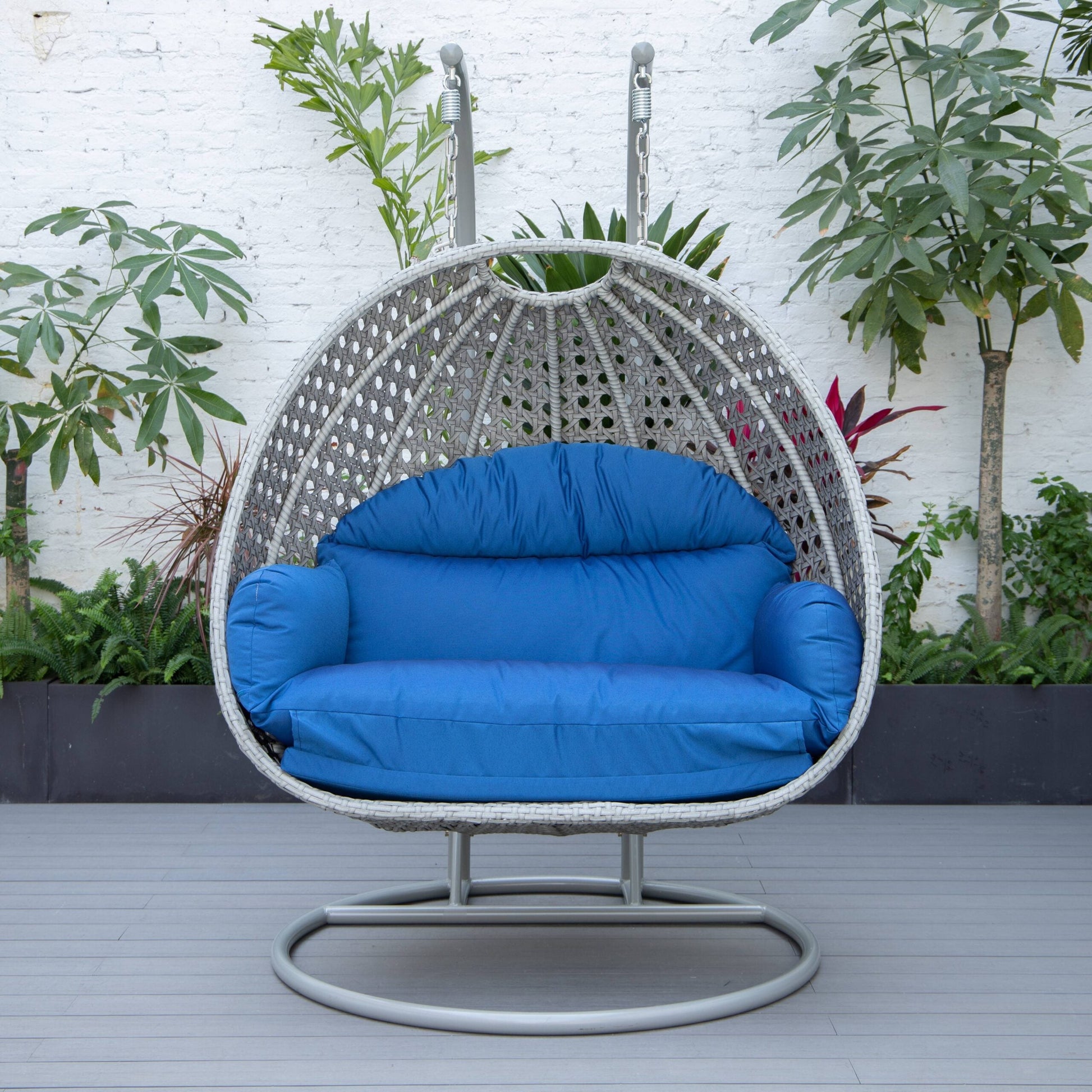Dario Double Seater Hanging Swing With Stand For Balcony , Garden Swing (Silver)