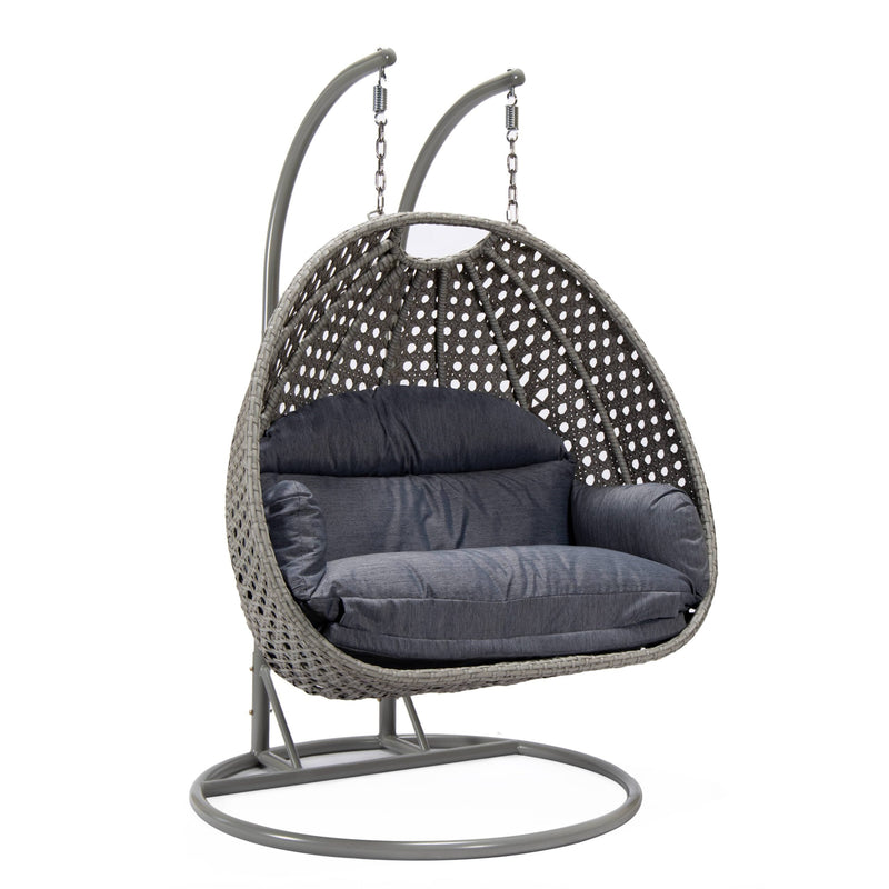 Dario Double Seater Hanging Swing With Stand For Balcony , Garden Swing (Silver)