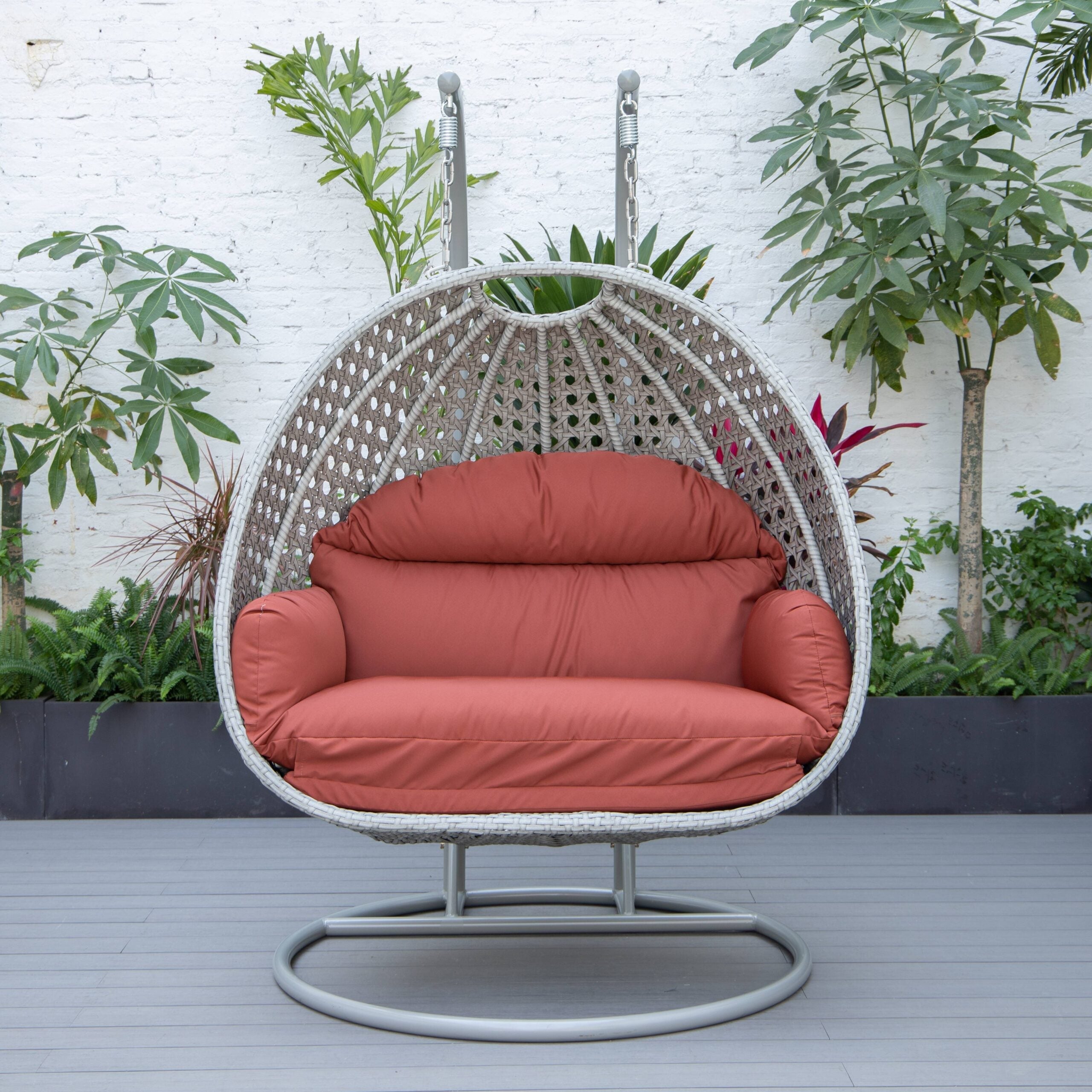 Dario Double Seater Hanging Swing With Stand For Balcony , Garden Swing (Silver)