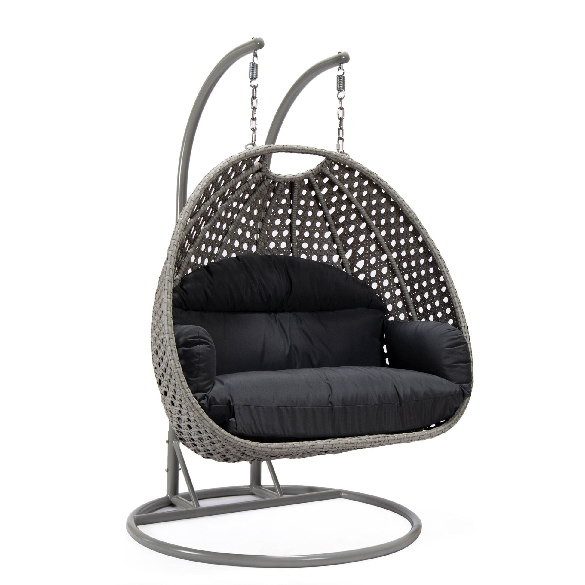 Dario Double Seater Hanging Swing With Stand For Balcony , Garden Swing (Silver)