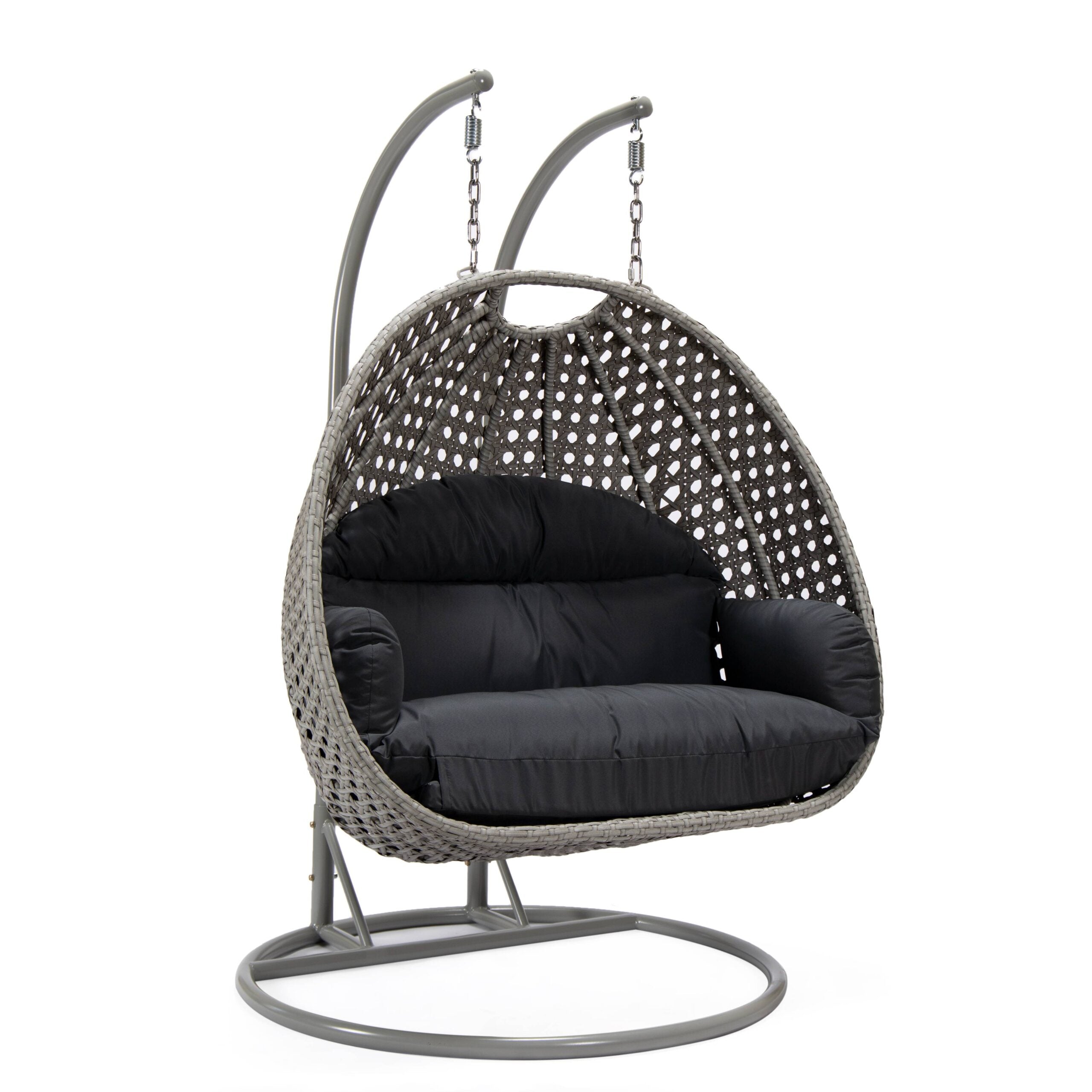 Dario Double Seater Hanging Swing With Stand For Balcony , Garden Swing (Silver)