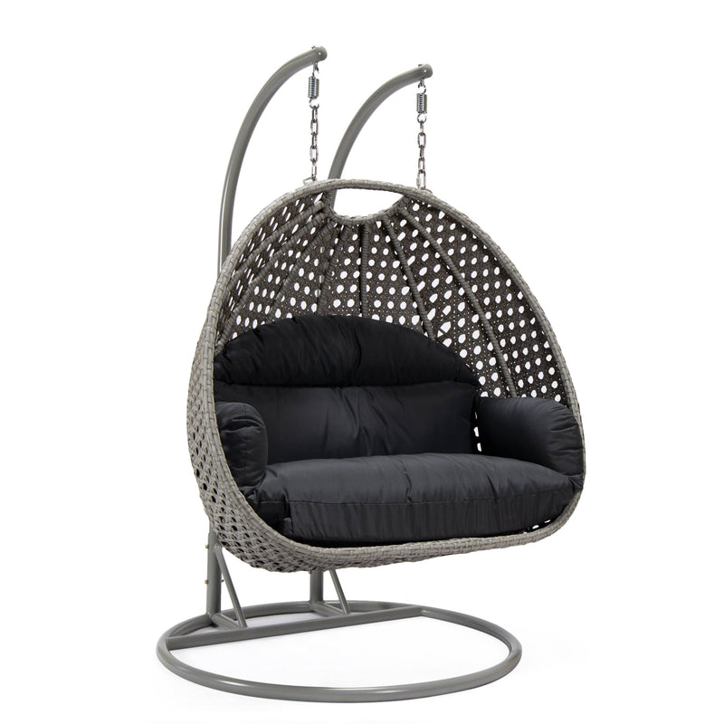 Dario Double Seater Hanging Swing With Stand For Balcony , Garden Swing (Silver)