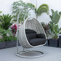 Dario Double Seater Hanging Swing With Stand For Balcony , Garden Swing (Silver)