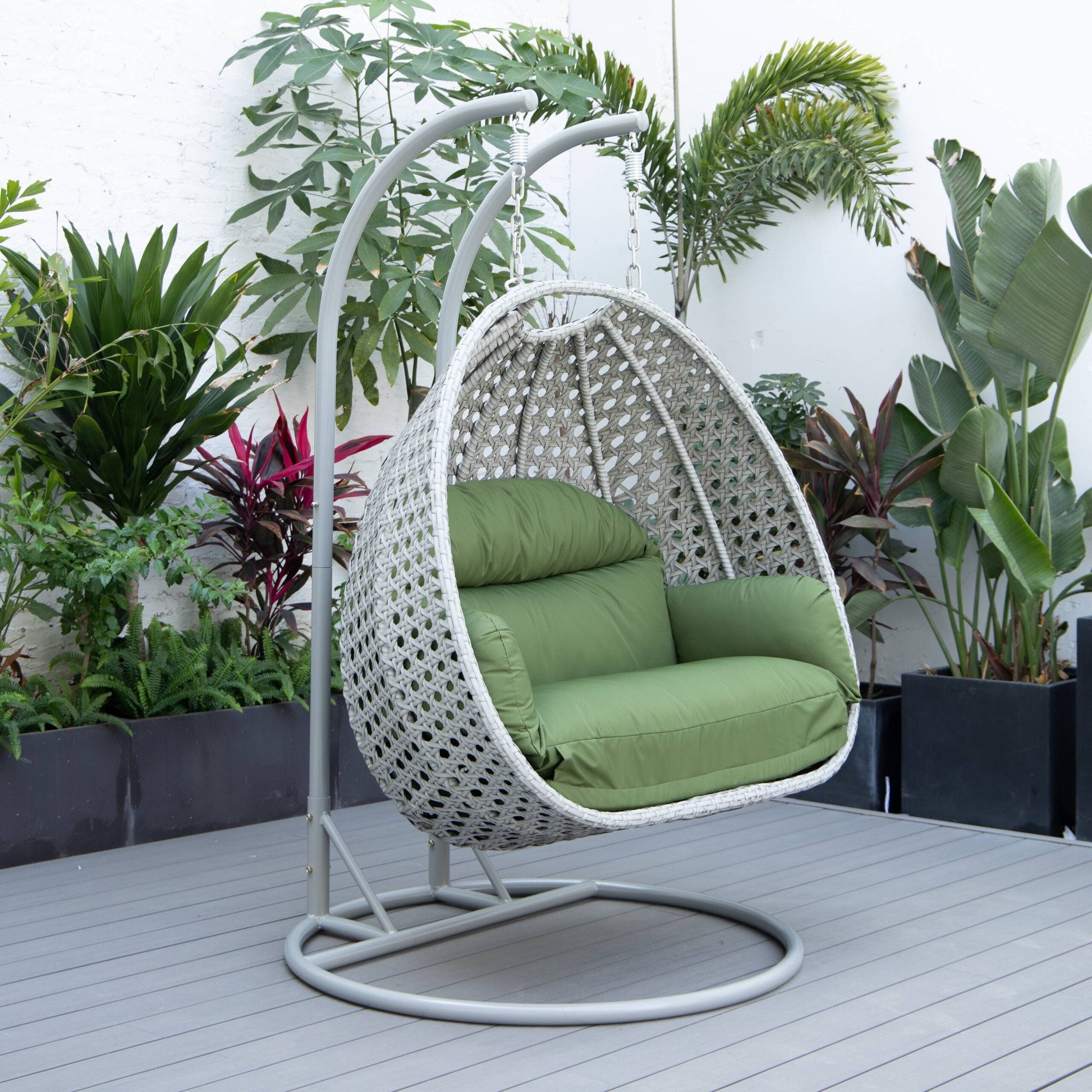 Dario Double Seater Hanging Swing With Stand For Balcony , Garden Swing (Silver)